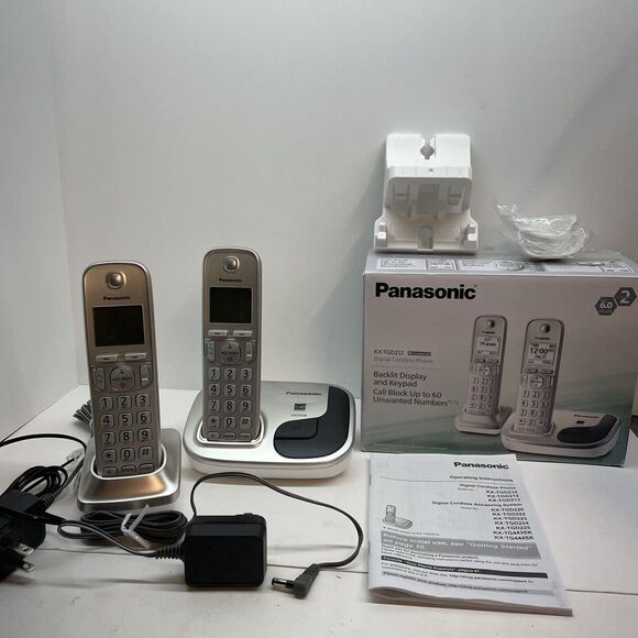 Panasonic KX-TGD212N Dect 6.0 Plus 2-Handset Expandable Digital Cordless Phone‎ - Picture 1 of 6